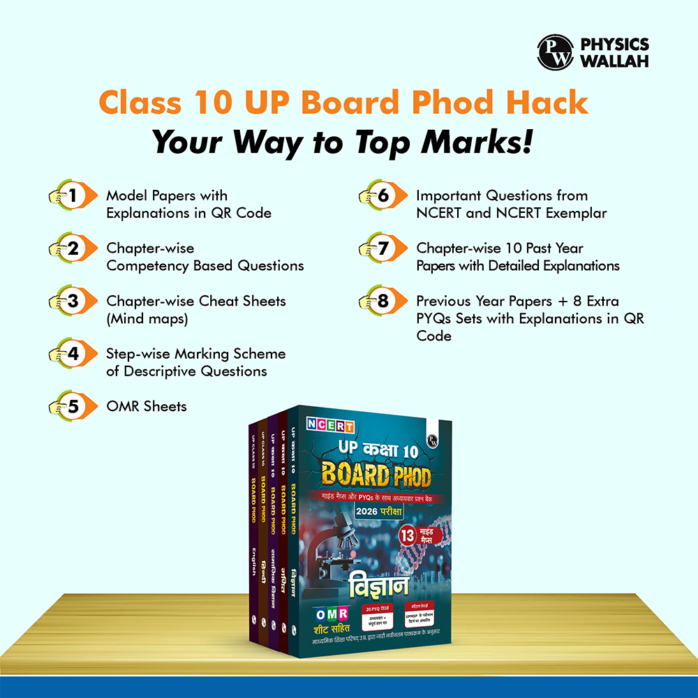 UP Board Phod Class 10 Maths, Science, English, Hindi, Social Science Hindi Medium Combo Question Bank Chapterwise with 14 Mind Maps and PYQs For 2026 Board Exam | 100 Most Probable Questions