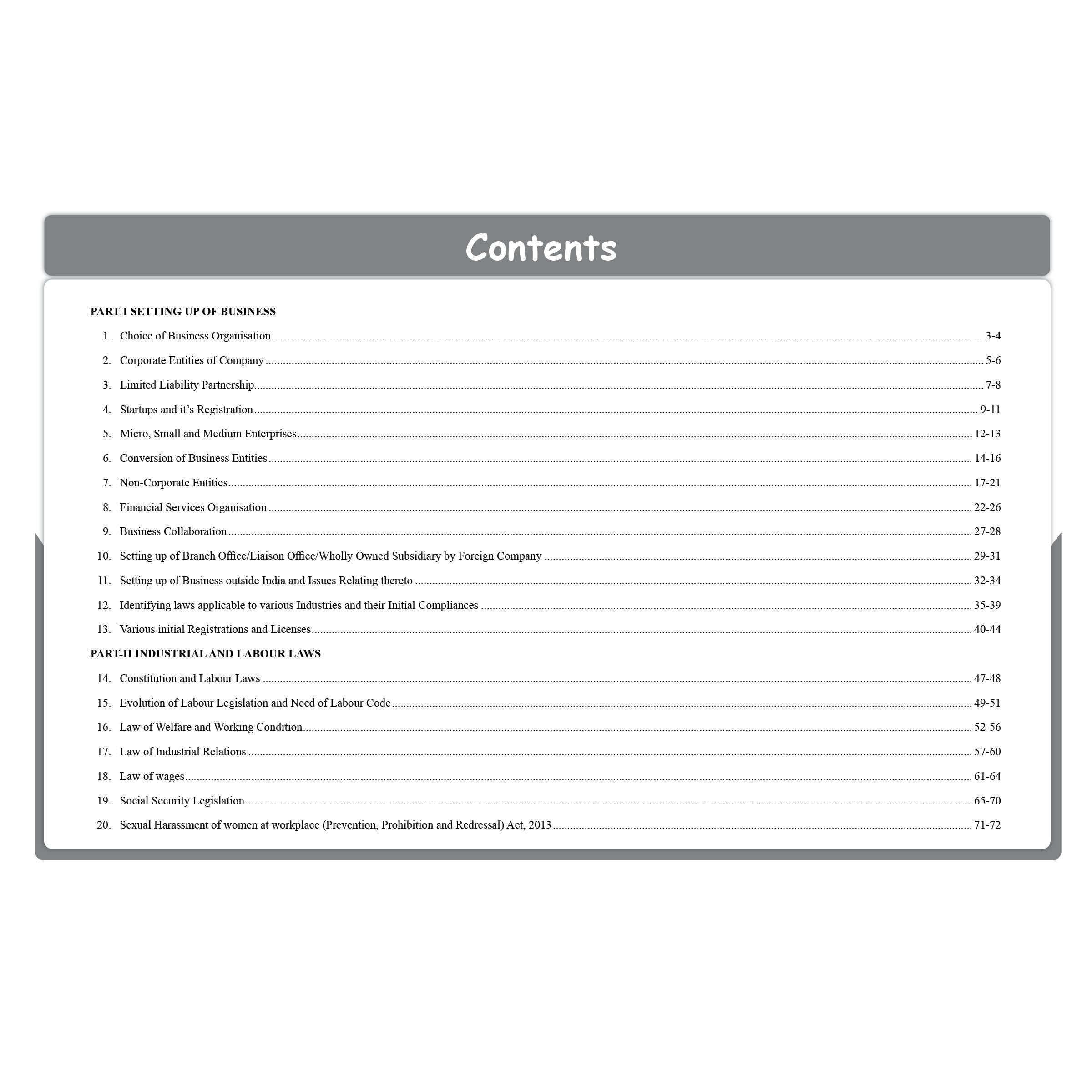 CS Executive Chart Books Quick Revision Guide Setting Up of Business, Industrial & Labour Laws (Module 1)