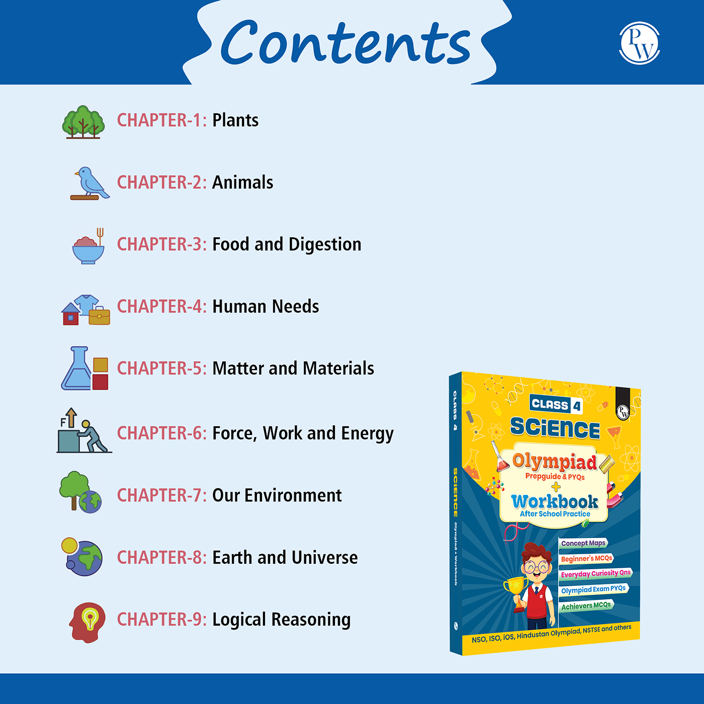 Olympiad Plus Workbook For Class 4 Science Prepguide, Concept Map, PYQs and Worksheets For After School Practice | NSO, ISO, iOS, Hindustan Olympiad, NSTSE and Others
