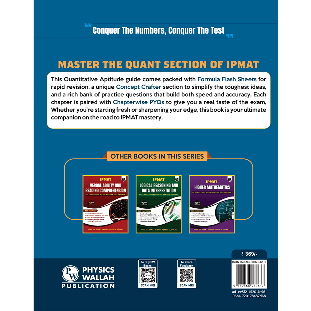 IPMAT Quantitative Aptitude | Topicwise Coverage | Chapterwise PYQs | 900+ Questions | 5 Sectional Tests & 5 Full Mock Tests For IPMAT & JIPMAT