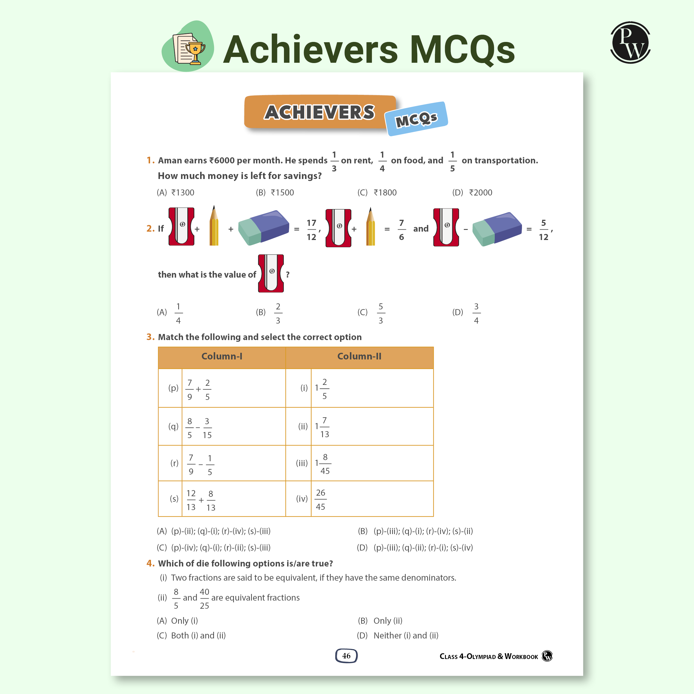 Olympiad Plus Workbook For Class 4 Science and Mathematics Prepguide & PYQs Combo Set of 2 Books | NSO, ISO, iOS, Hindustan Olympiad, NSTSE, IMO, iOM, SEAMO, ISTSE and Others