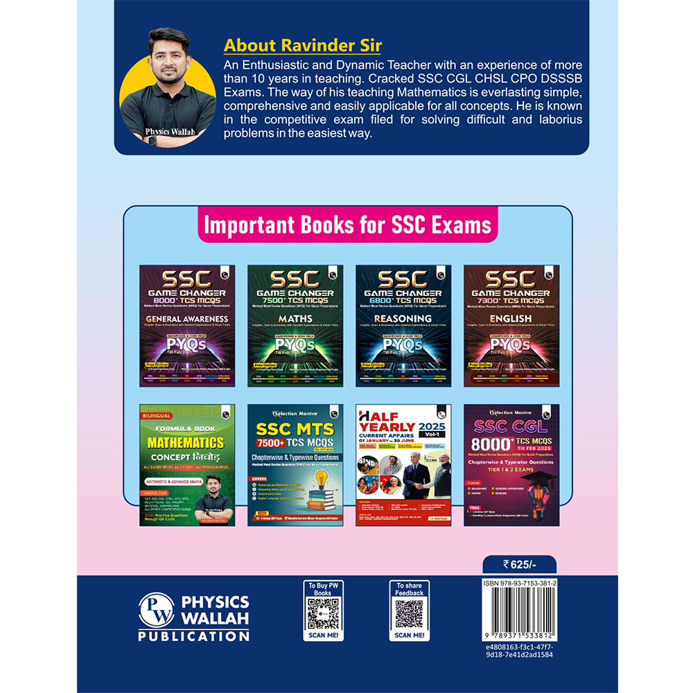 SSC Mathematics Bilingual 6200+ Chapterwise & Topicwise TCS PYQs with Online Classes By Ravinder Sir | 20 Mock Tests with Video Solutions l SSC CGL, CHSL, GD Constable, MTS For 2025-26 Exams