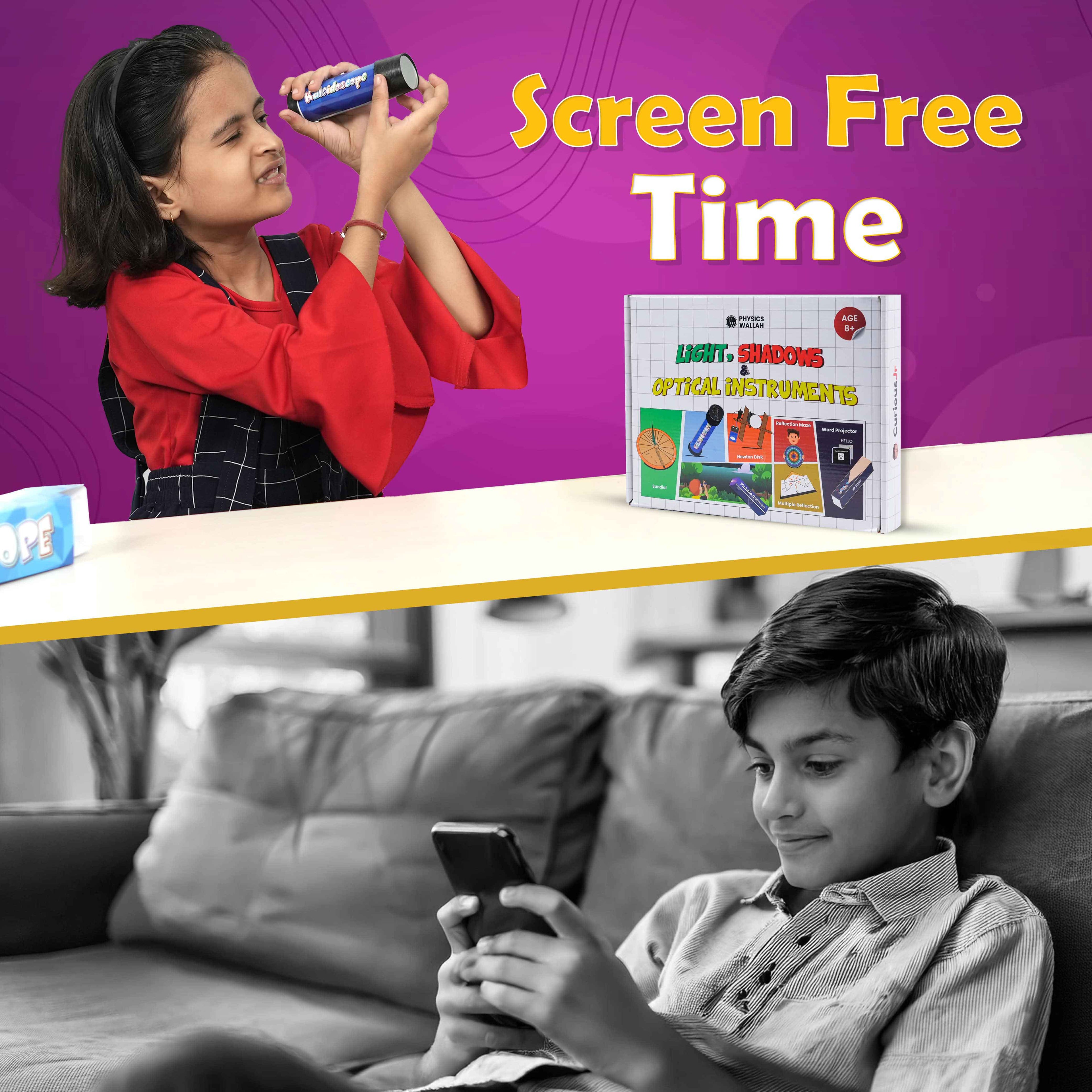 Curious Jr. Light, Shadow & Optical Instruments Project Kit for Kids Ages 8, 9, 10, 11, 12, 13, 14 Years | STEM Learning & Educational Toy, Kit| Kaleidoscope | Periscope | Pinhole camera