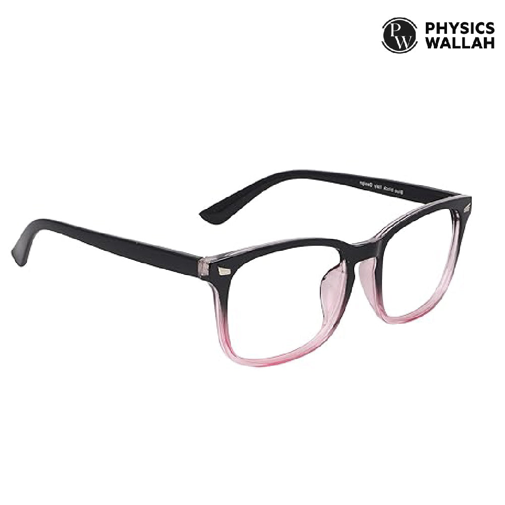 PW NAZARIYA Blue Ray Protection Glasses | Stylish Zero Power Glasses for Men & Women | UV Filter Glasses | Computer Glasses for Eye Protection | Lightweight | Black and Pink Tone