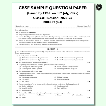 Cbse Sample Paper 12th 2025