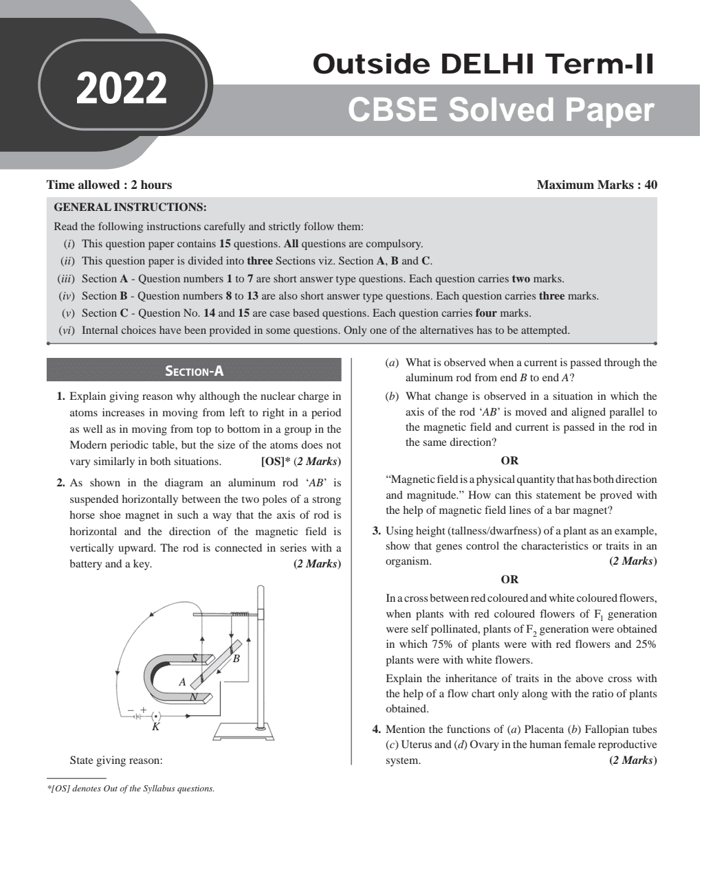 CBSE Class 10th PYQs - Past 10 Years' Solved Papers (2024-2025) - Delhi & Outside Delhi Science, Mathematics (Standard), Social Science, English Language & Literature with CBSE step-wise marking