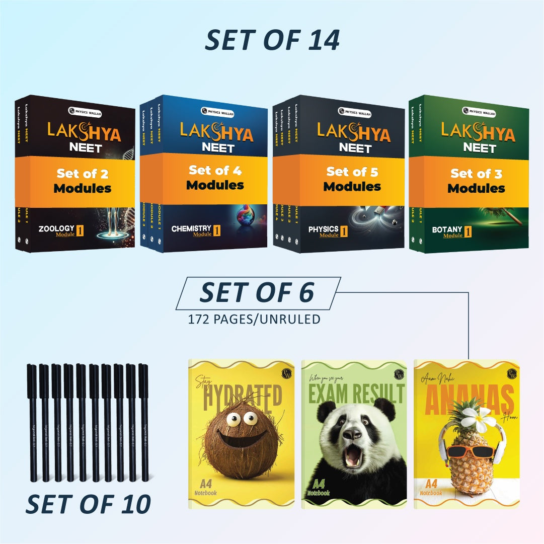 Lakshya NEET Class 12th English 2025 Edition +  172 page  notebook set of 6 and set of 10 pen