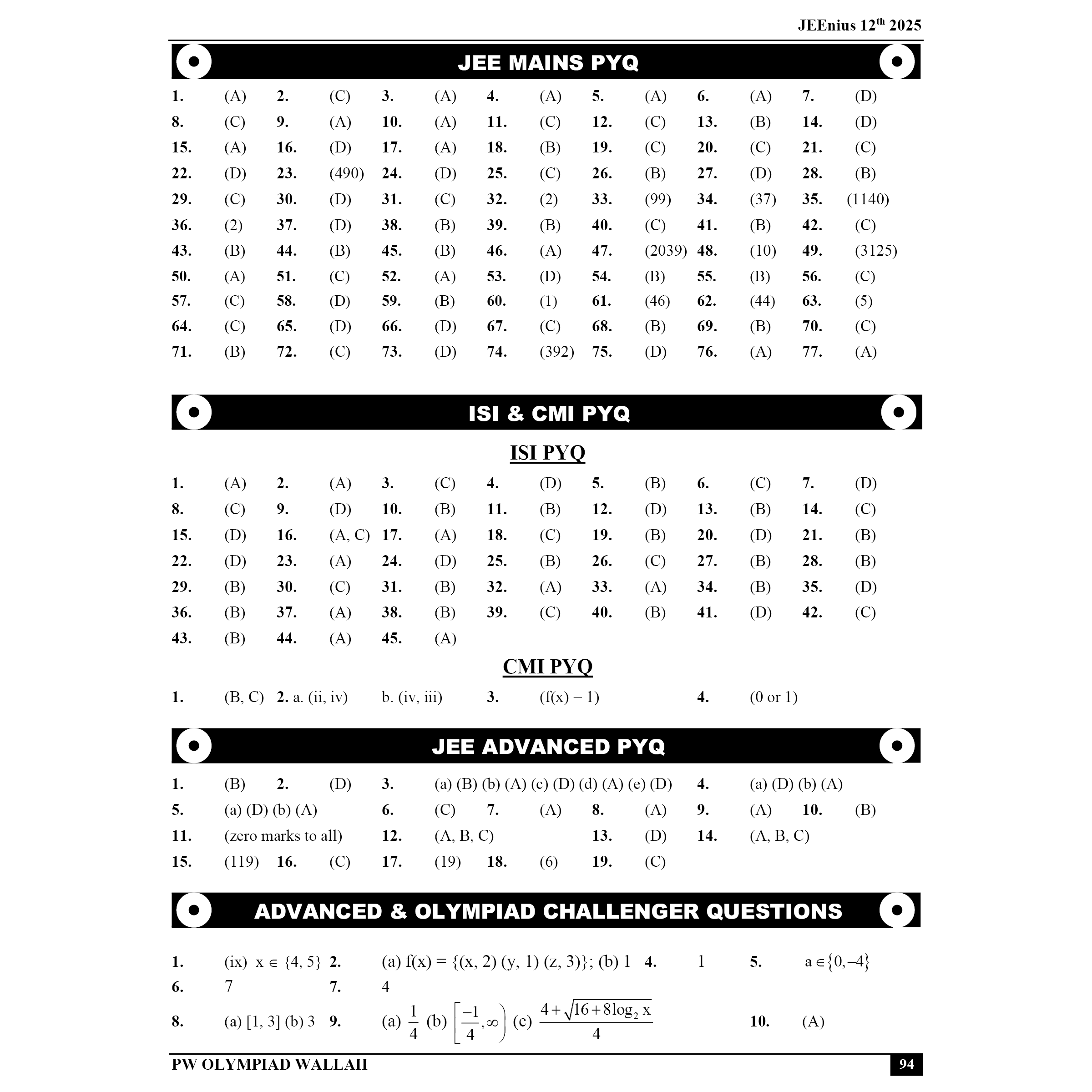Olympiad Wallah JEEnius Edge 12 Mathematics (Part 1) For JEE, ISI-CMI & Olympiad Maths | Expert Crafted Content | Logical & Analytical Problem Sets