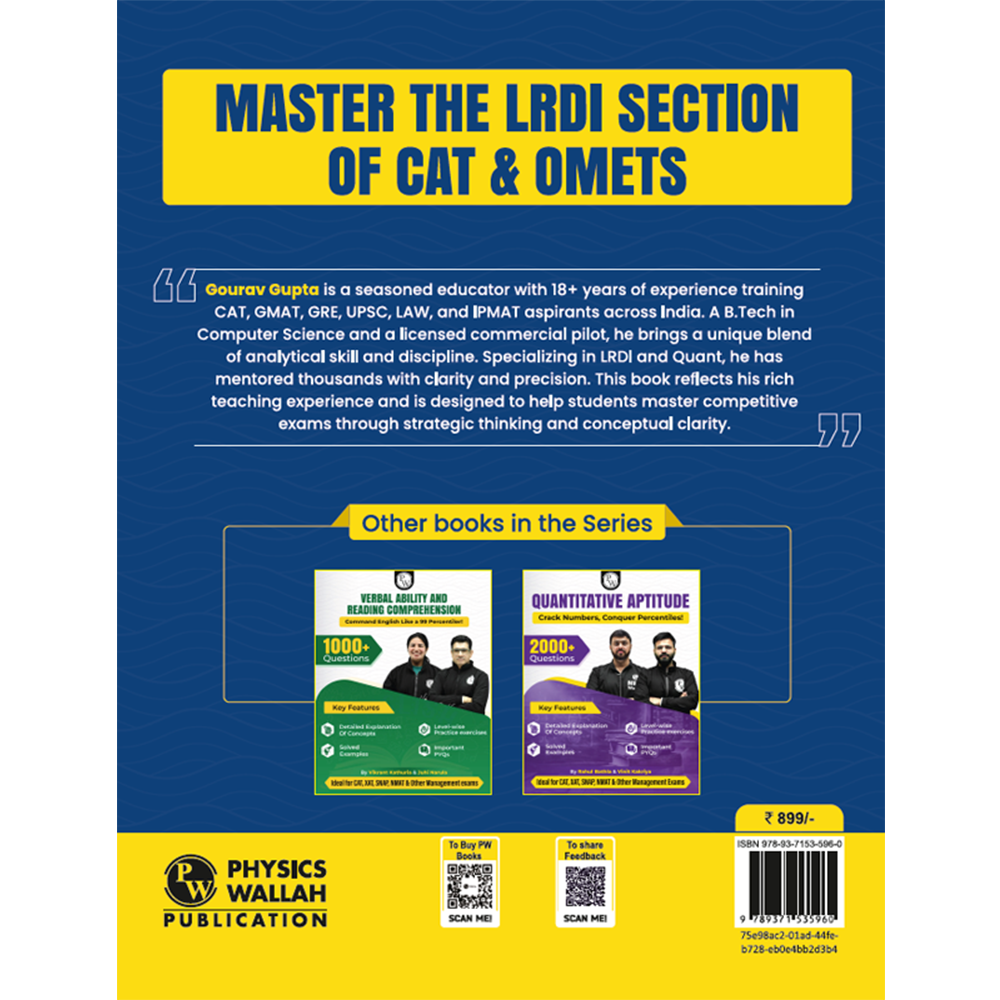 MBAWALLAH Logical Reasoning & Data Interpretation 800+ Practice Questions By Gourav Gupta with PYQs, Levelwise Exercises, Solved Examples | Ideal for CAT & OMETs