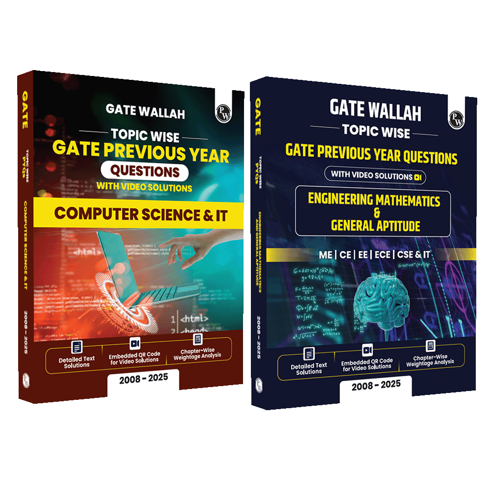 GATEWALLAH Computer Science & IT and Engineering Mathematics & General Aptitude Combo Set of 2 Books Topicwise Previous Years Solved Questions with Video Solutions For 2026 Exams