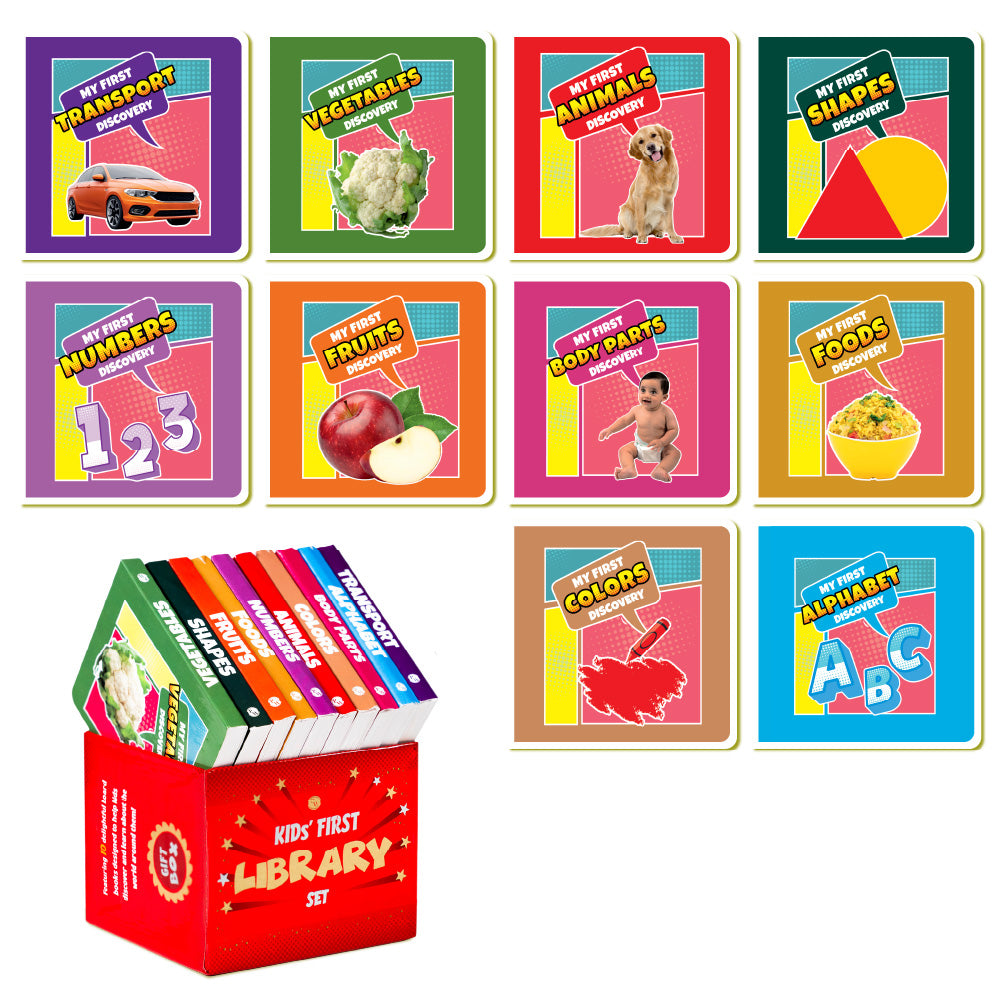 Kids First Library Box Set of 10 Board Books l Gift Set for Children Ages 1, 2, 3, 4, 5 Years