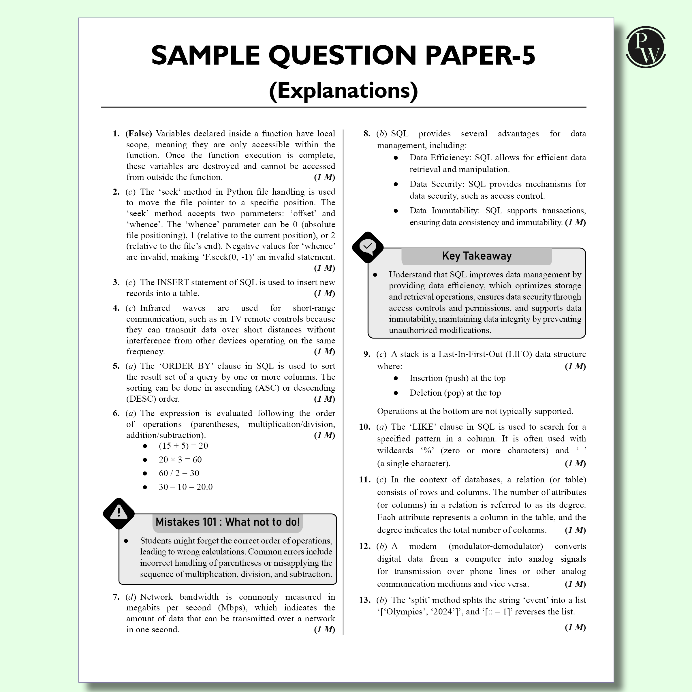 CBSE 12  Sample Question Papers Class 12 Computer Science For 2026 Board Exam (As Per Latest SQP Dated 30 July 2025) | 2024, 2025 Solved Paper, Mind Maps, Stepwise Marking