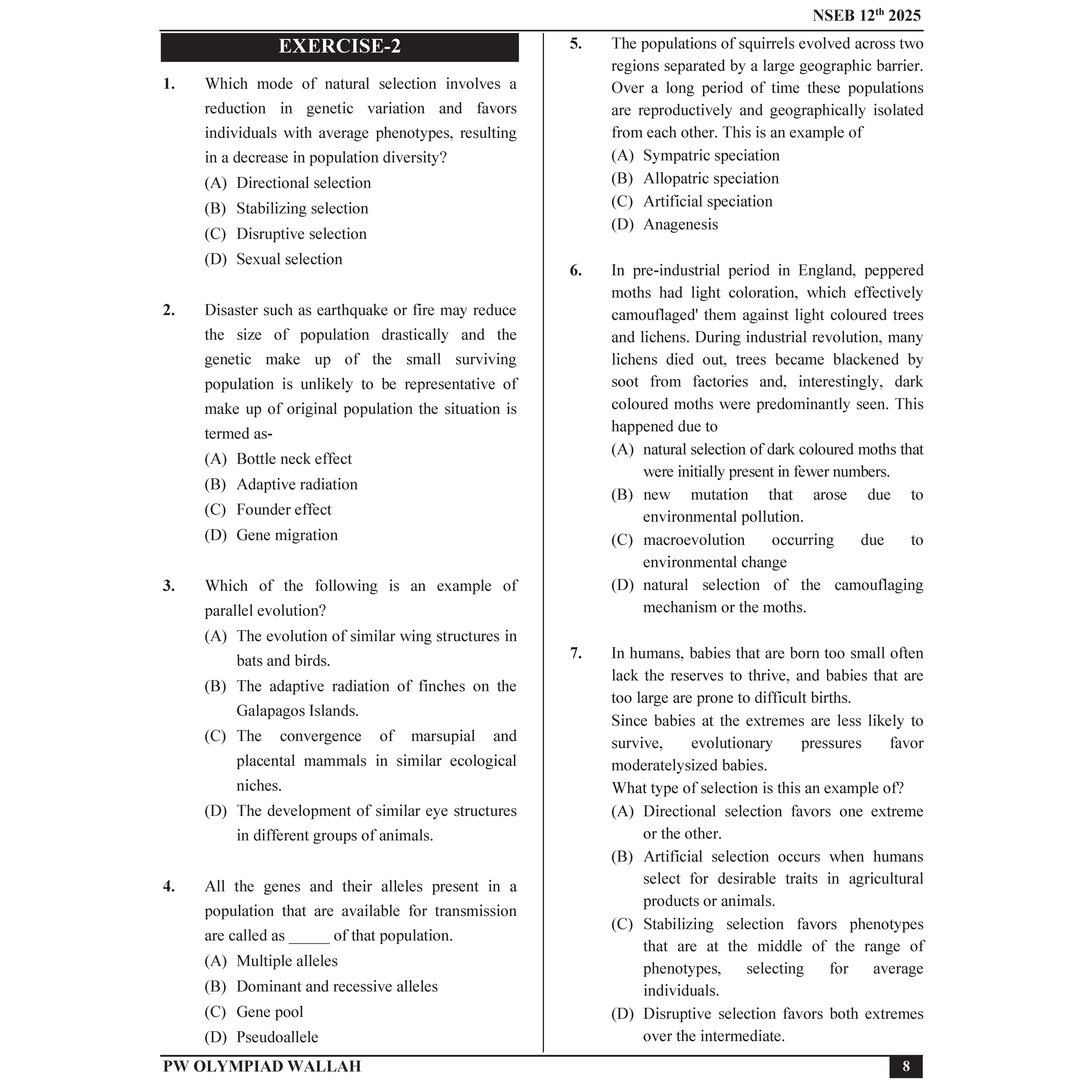 Olympiad Wallah NSEB Class 12 Advanced Biology (Part 2) For Biology Olympiad 2025 | Practice Questions, PYQ, Detailed Solutions | Ideal For INBO & IBO