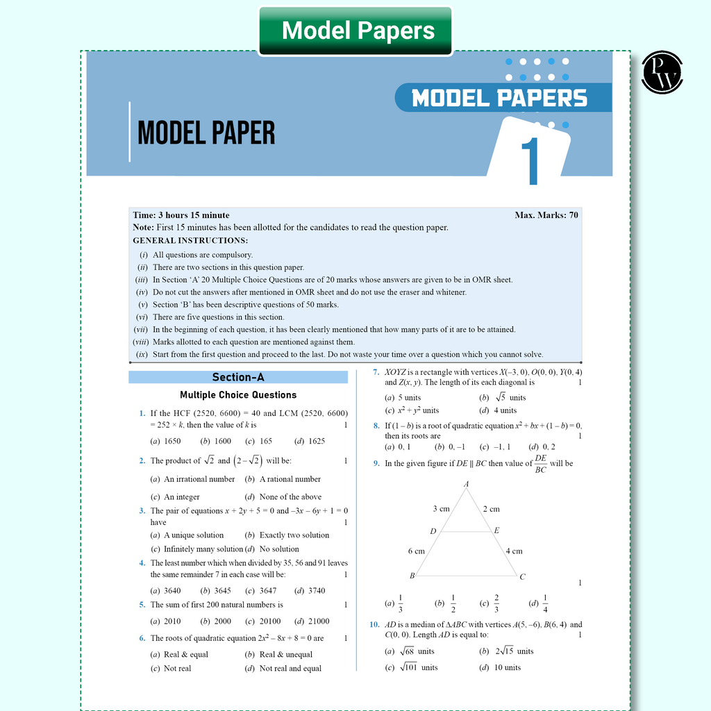 UP Board Phod Class 10 Maths Question Bank Chapterwise with 14 Mind Maps and PYQs For 2026 Board Exam | 100 Most Probable Questions and Model Papers with OMR Sheet