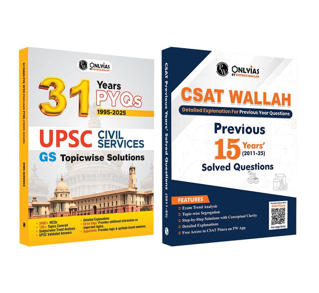 ONLYIAS UPSC 31 Years PYQs (2025-1995) GS Topicwise Solutions and UPSC CSAT Wallah Previous 15 Years' Solved Questions (2025-2011) Combo Set of 2 Books