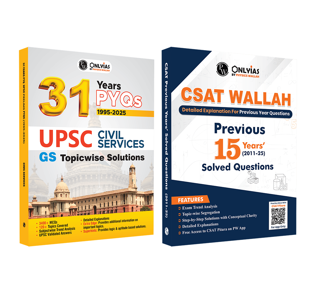 ONLYIAS UPSC 31 Years PYQs (2025-1995) GS Topicwise Solutions and UPSC CSAT Wallah Previous 15 Years' Solved Questions (2025-2011) Combo Set of 2 Books