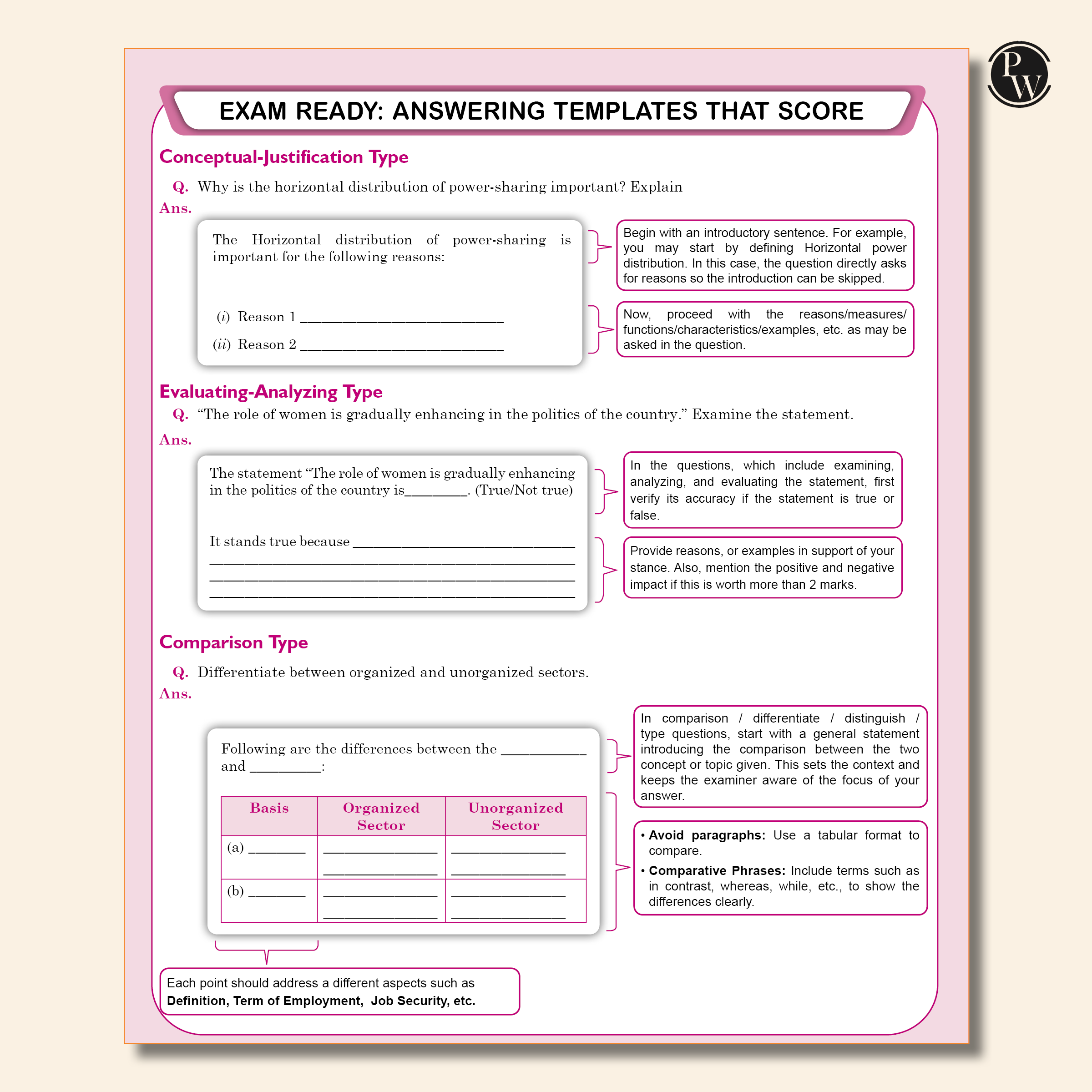 PW 15 CBSE Sample Paper Class 10 Social Science for 2026 Exam (As Per Latest SQP Dated 30 July 2025) | Mind Maps with 111 Most Probable Questions