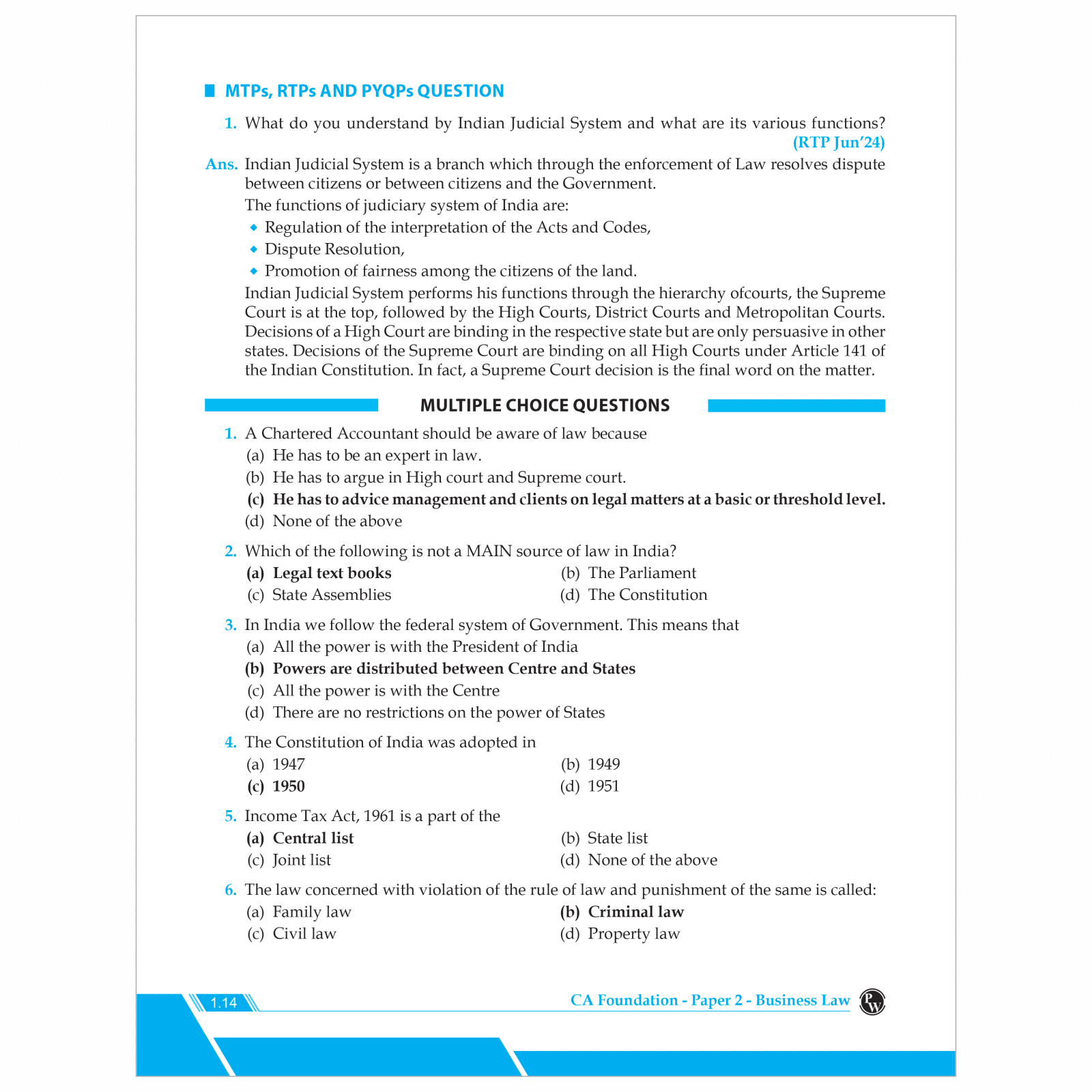 CA Foundation Paper 2 - Business Law By CA Chaitanya Jain 3rd Edition | Including PYQs, MTP, RTP and All Important Questions | Latest Syllabus For 2024 Exams