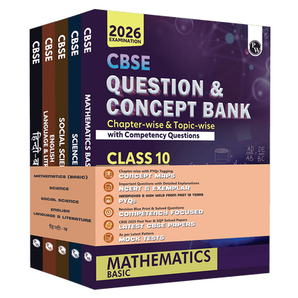 CBSE Question & Concept Bank (QCB) Class 10 Maths (Basic), Science, Social Science, Eng, Hindi-B Combo Set of 5 Books Chapterwise & Topicwise Solved Questions For 2026 Exams