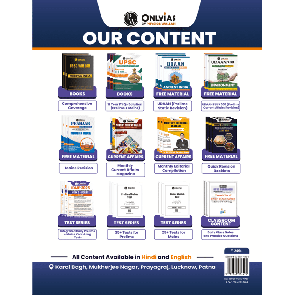 UDAAN (Prelims Wallah Static) Modern India For 2025 Exam