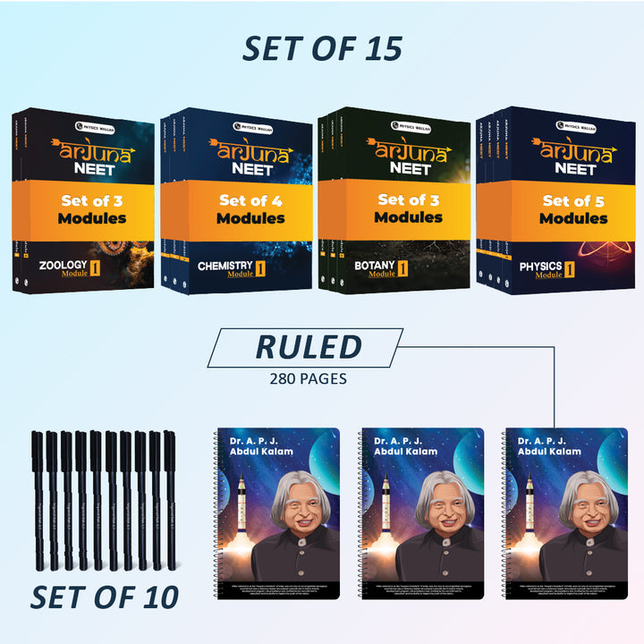 Arjuna NEET Class 11th English 2025 Edition + 280 page Notebook set of 3 and set of 10 pen