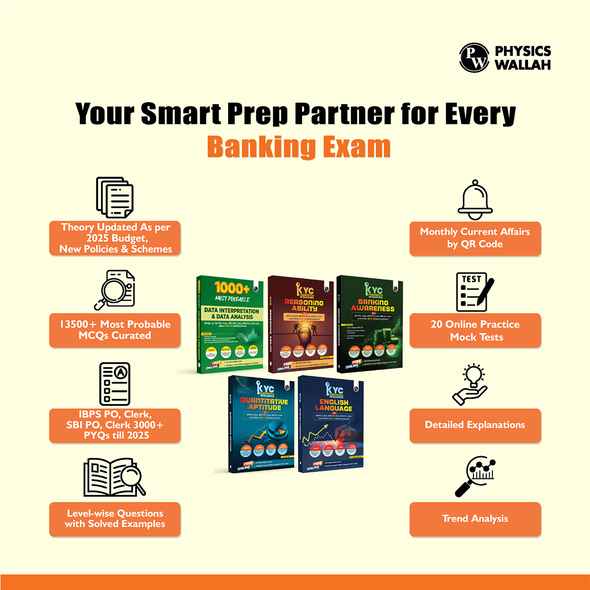 KYC Banking Awareness, Reasoning Ability, English Language, Quantitative Aptitude, Data Interpretation (DI) & Data Analysis (DA) Combo Set of 5 Books For Banking Exams 2025- 26
