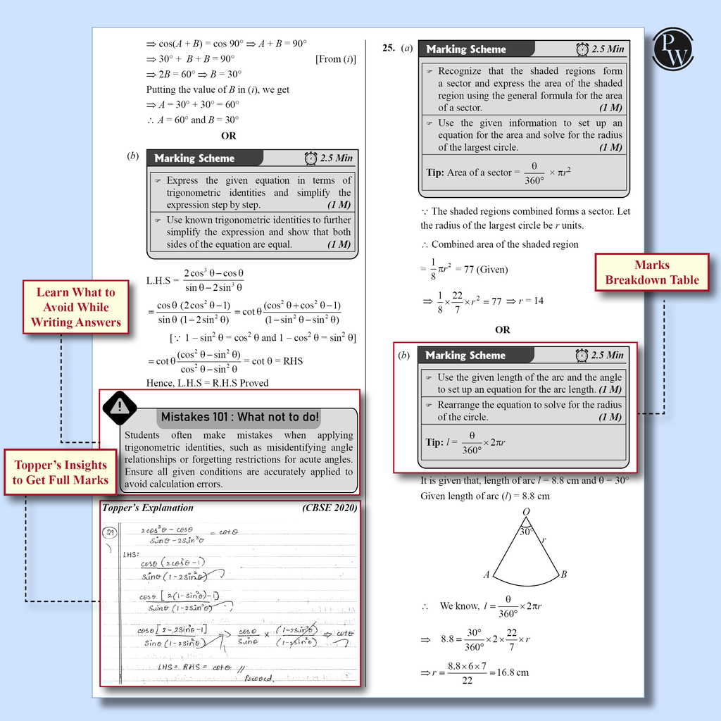 PW 15 CBSE Sample Paper Class 10 Maths Standard for 2026 Exam (As Per Latest SQP Dated 30 July 2025) | Mind Maps with 111 Most Probable Questions