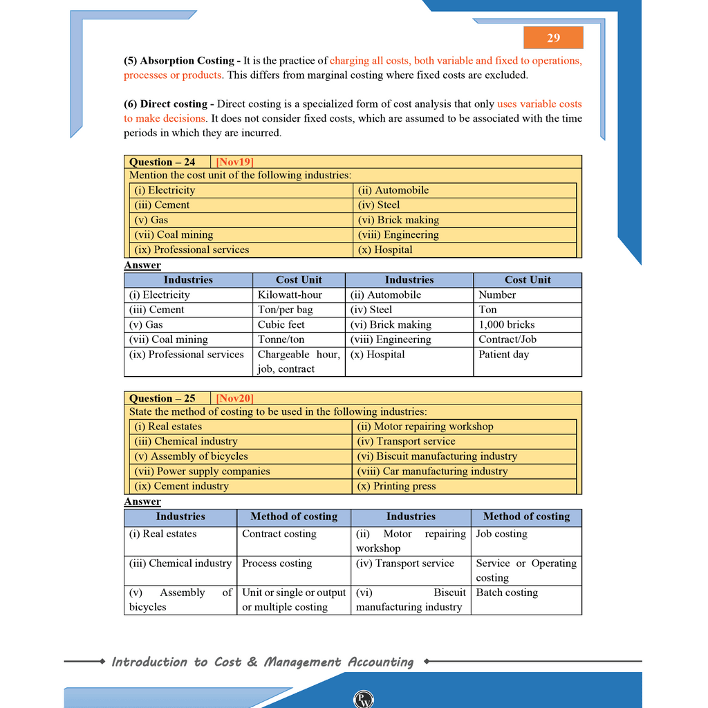 CA Intermediate Group 2 Cost and Management Accounting By CA Sunil Keswani | Covering Theory, Exercise and Previous Years Questions & Solutions | Latest Syllabus For January 2026 Exams