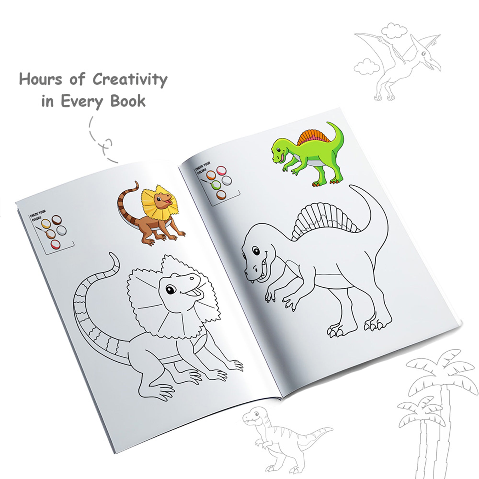Copy Colour Book For Kids Set of 6 Books - Professions, Sports, Things Around Us, Transport, Flowers, Dinosaurs & Dragons | 2 to 6 Years Old | Ideal Birthday Gift Set for Kids
