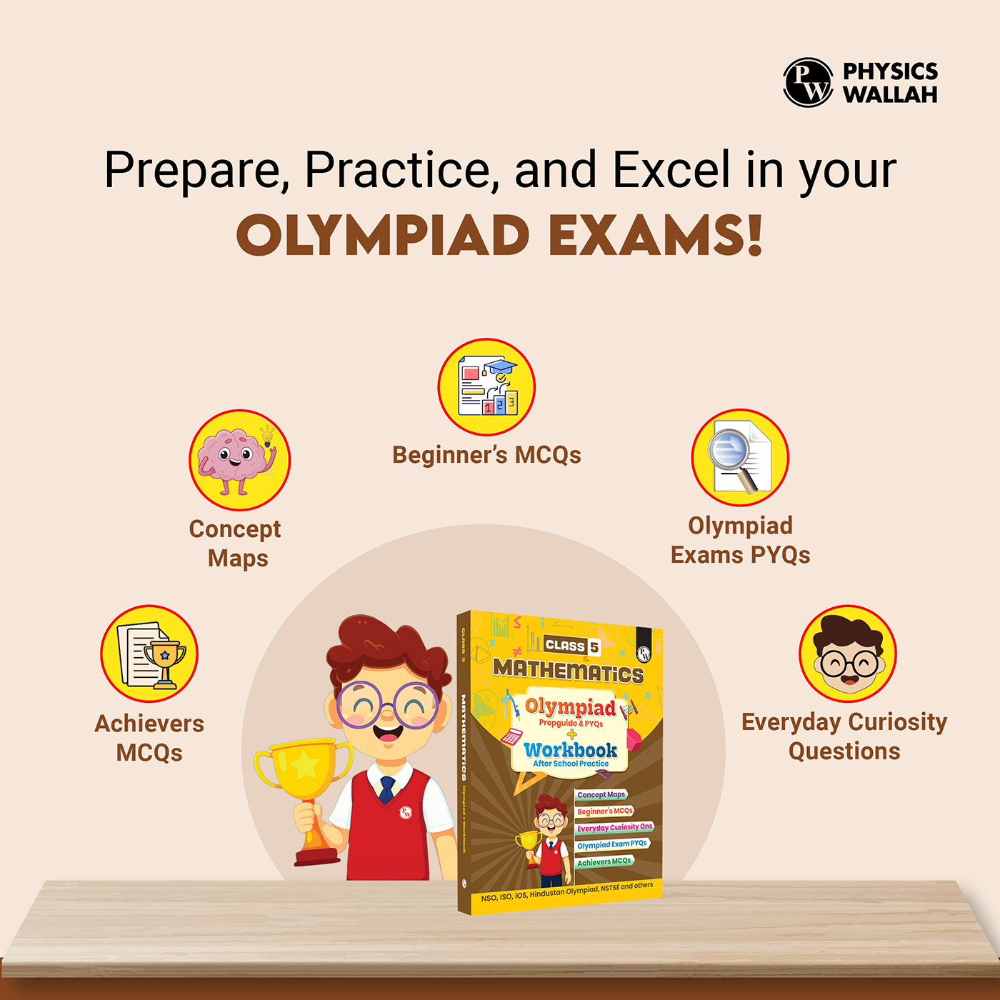 Olympiad Plus Workbook For Class 5 Mathematics Prepguide, Concept Map, PYQs and Worksheets For After School Practice | IMO, iOM, Hindustan Olympiad, NSTSE, SEAMO, ISTSE and Others