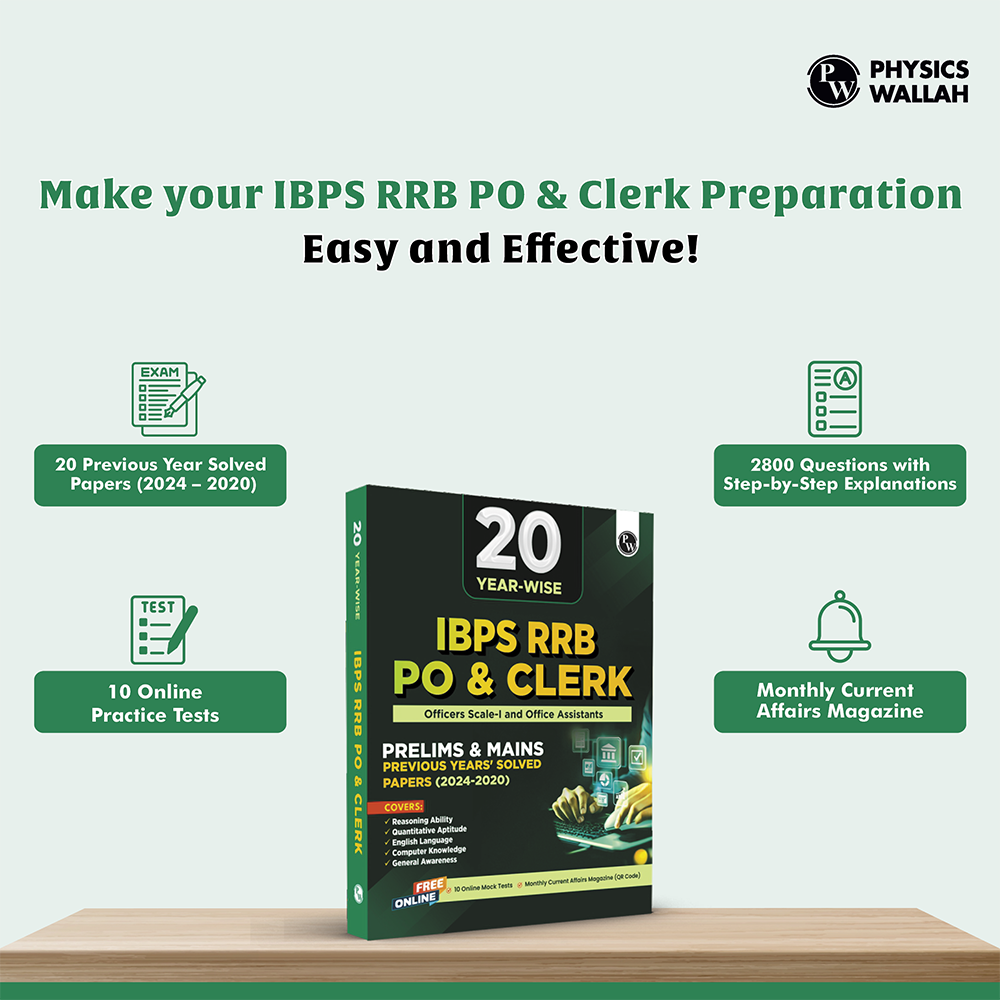 20 Yearwise IBPS RRB PO & Clerk Prelims & Mains Previous Years’ Solved Papers PYQ (2024-2020) For Exams 2025-26 | Officers Scale-l & Office Assistants | 10 Online Mock Tests