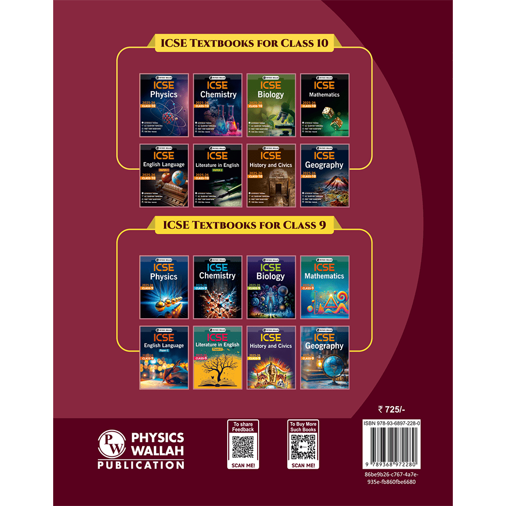 ICSE Class 10 PYQs - Past 10 Years Solved Papers (2025-2015) For 2026 Exams | Physics, Chemistry, Maths, Biology, Economics, History & Civics, Geography, English Paper 1, English Paper 2