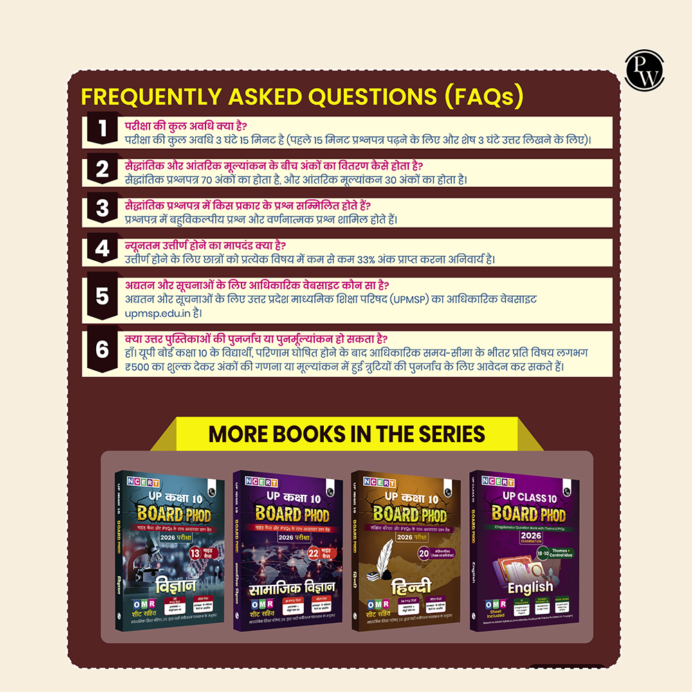 UP Board Phod Class 10 Maths (Hindi) Question Bank Chapterwise with 14 Mind Maps and PYQs For 2026 Board Exam | 100 Most Probable Questions and Model Papers with OMR Sheet