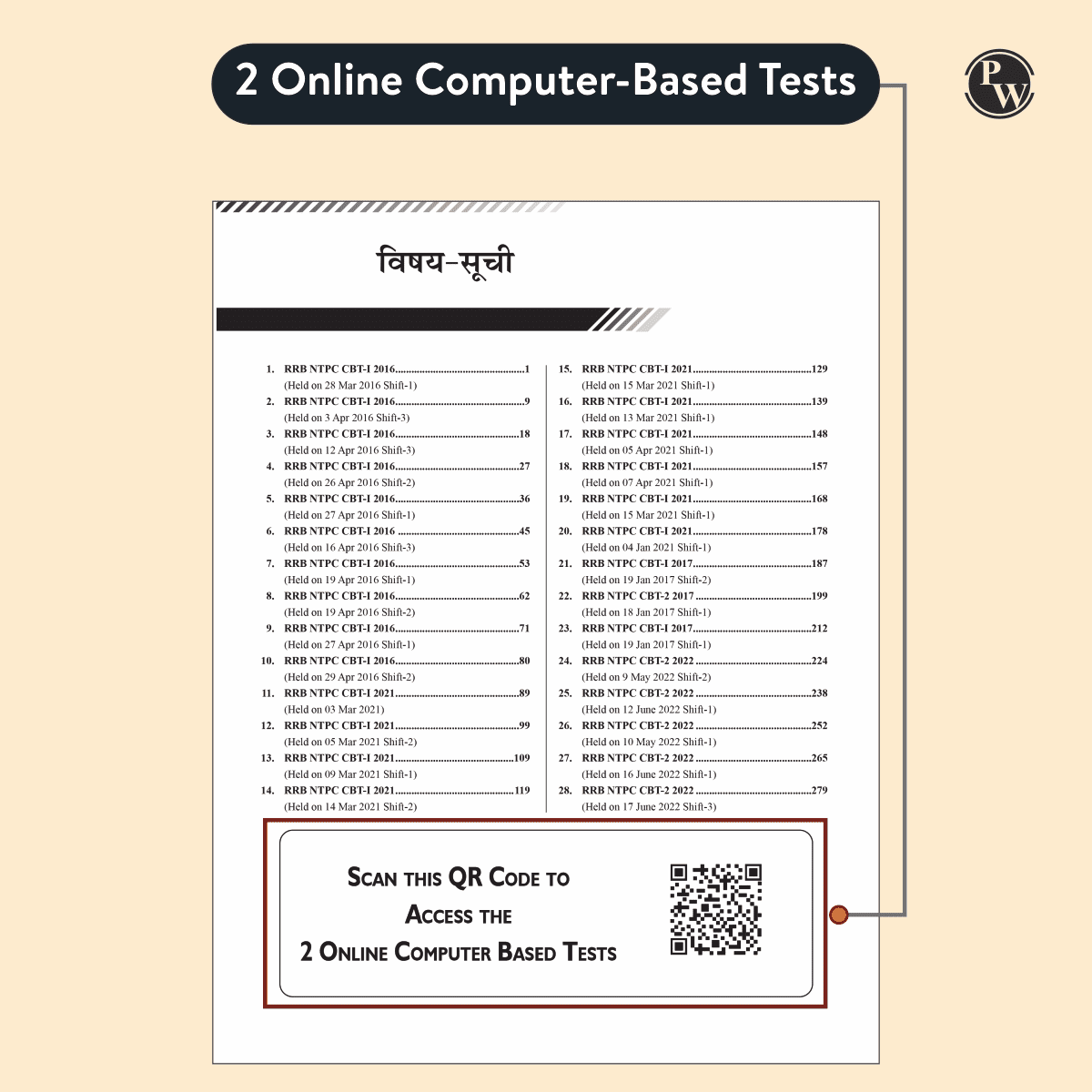 PW RRB NTPC 28 Previous Year Solved Papers CBT - I & 2 (2016-2022) Hindi Medium