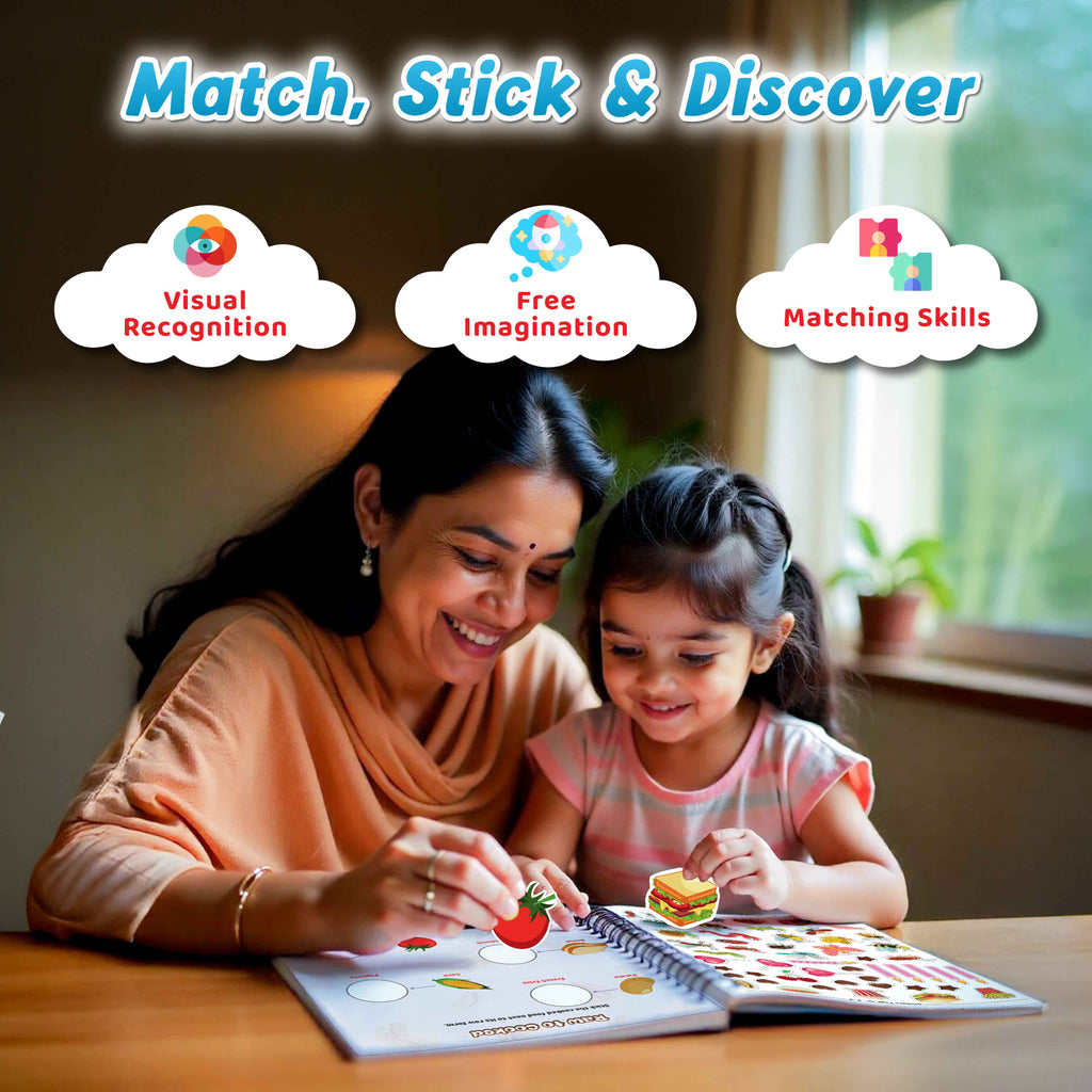 500+ Stickers Activity Book for Kids 2+ | Match & Learn with Fun Themes