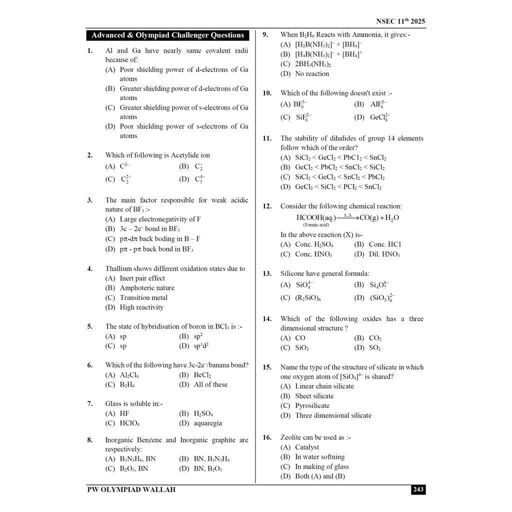 Olympiad Wallah NSEC Class 11 Advanced Chemistry (Part 1) For JEE & Olympiad 2025 | Problems For Analytical Skills | Ideal For NSEC and INChO