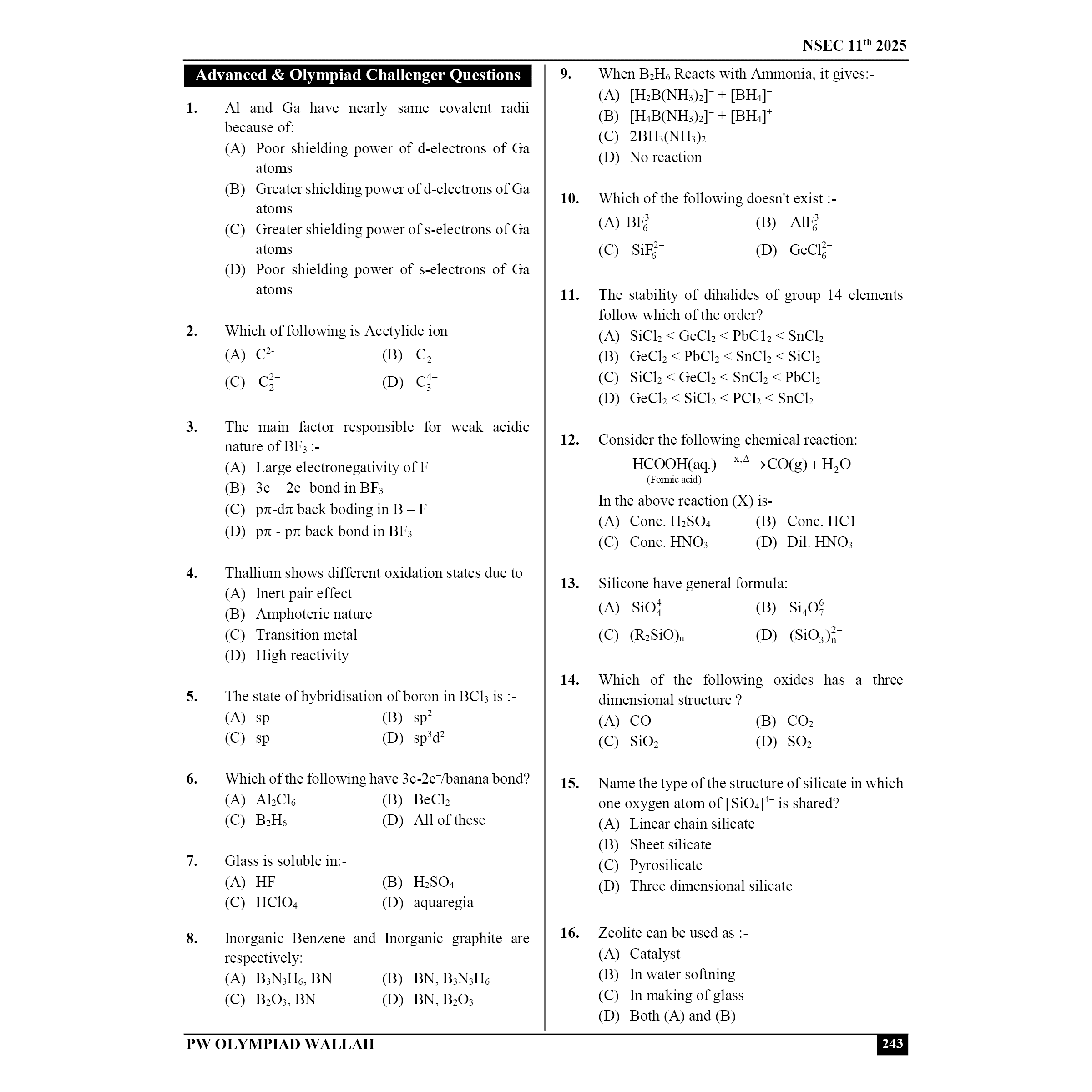 Olympiad Wallah NSEC Class 11 Advanced Chemistry (Part 1) For JEE & Olympiad 2025 | Problems For Analytical Skills | Ideal For NSEC and INChO