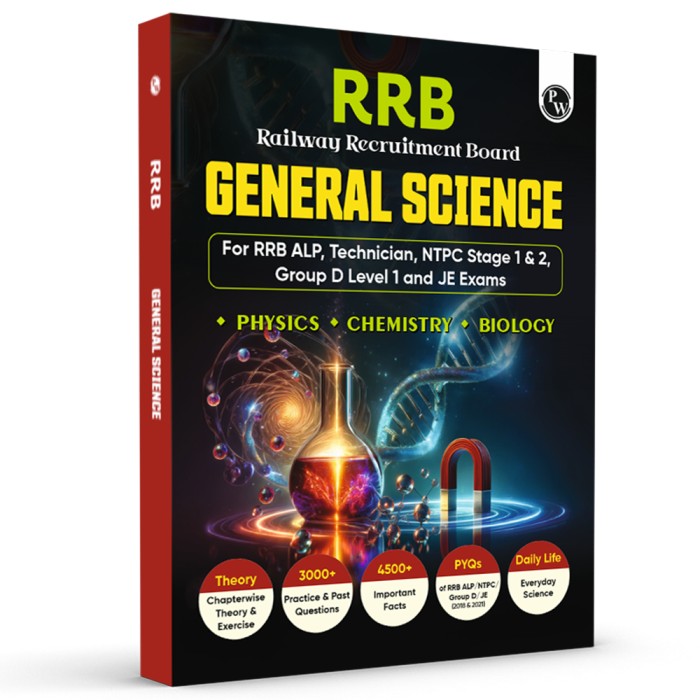 RRB General Science for RRB ALP, Technician, NTPC Stage 1 & 2, Group D Level 1 and JE Exams 2024 I Chapterwise theory with exercise I PYQs I English Editions