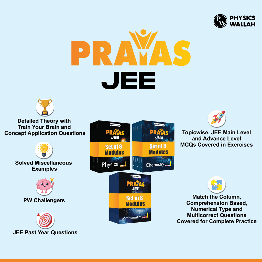 Prayas For JEE Main & Advanced Droppers Physics, Chemistry and Mathematics Modules with Solutions Combo Set of 24 Books (2025 Edition)