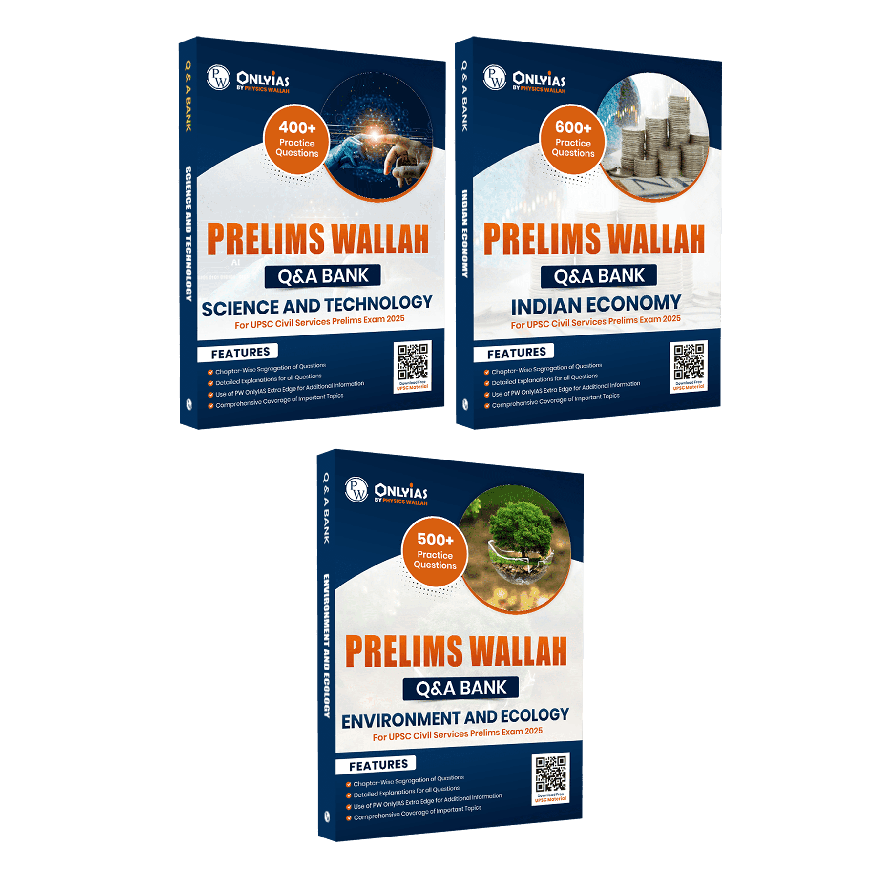 UPSC Prelims Wallah Q & A Bank Science and Technology, Indian Economy, Environment and Ecology Combo Set of 3 Books