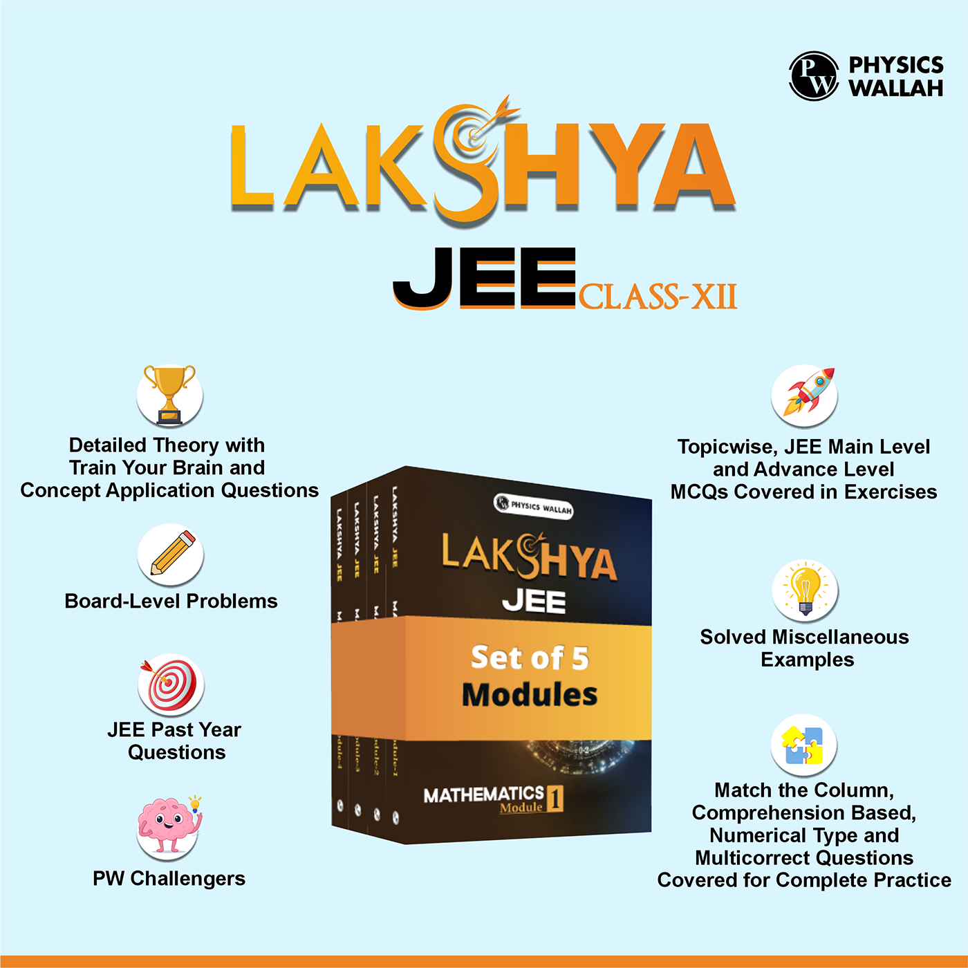 Lakshya For JEE Main & Advanced Class 12 Mathematics Modules with Solutions Combo Set of 5 Books (2025 Edition)