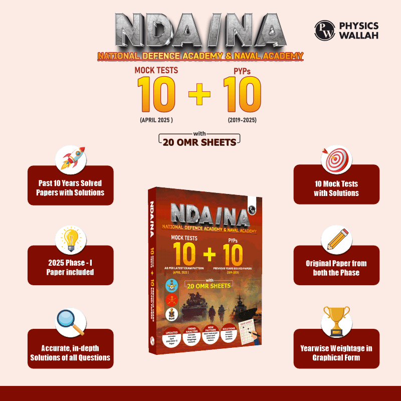 UPSC NDA/NA National Defence Academy & Naval Academy 10 Previous Year Solved Papers (PYQs) 2019-2025 & 10 Mock Tests with 20 OMR Sheets For NDA Exams 2025-2026