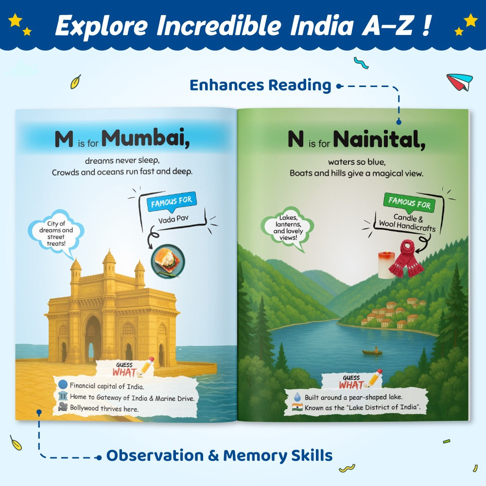 A to Z Kids Reading & Activity Books Combo Set of 5 | Learn Good Habits, Emotions, Places, Professions & Sports | Fun Early Learning Alphabet Series | Pictures with General Knowledge Books