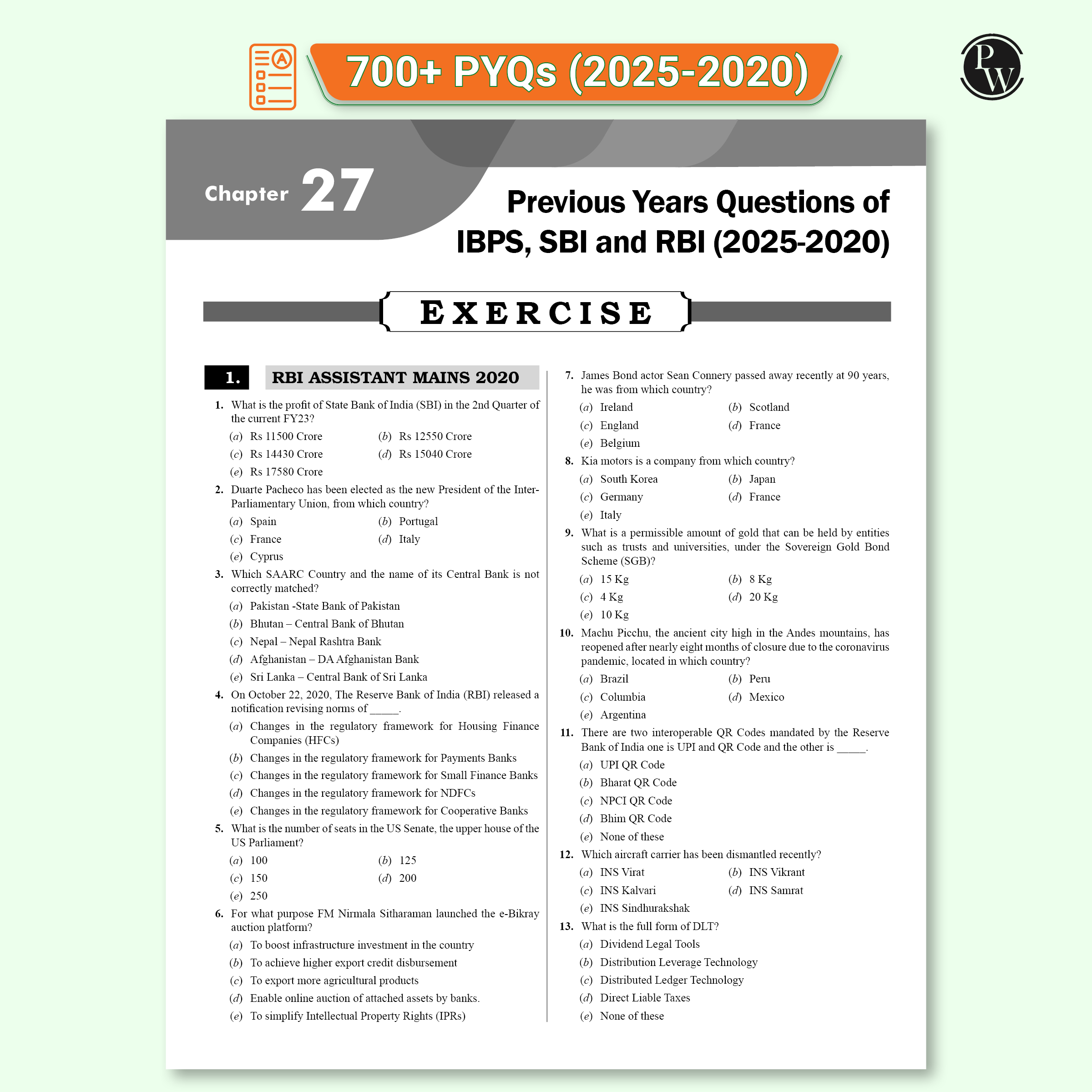 KYC Banking Awareness | Chapterwise Theory, Exercise, Past Year Questions (PYQ) For SBI PO, Clerk, IBPS PO, Clerk, RRB, PO, Clerk, RBI & Other Banking Exams 2025- 26 | Free 20 Online Tests
