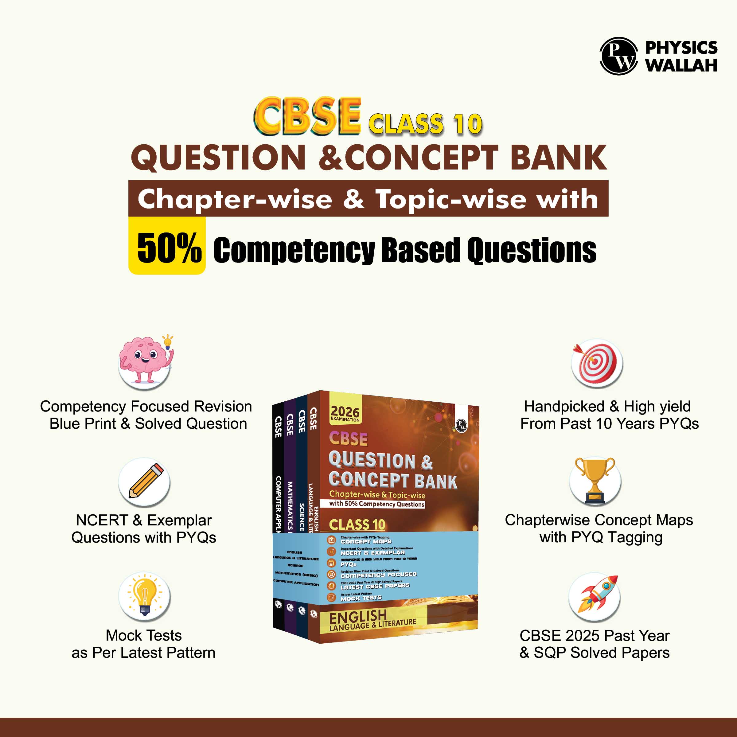 CBSE Question & Concept Bank (QCB) Class 10 English, Science, Maths (Basic), Computer Application Combo Set of 4 Books Chapterwise & Topicwise Solved Questions For 2026 Exams