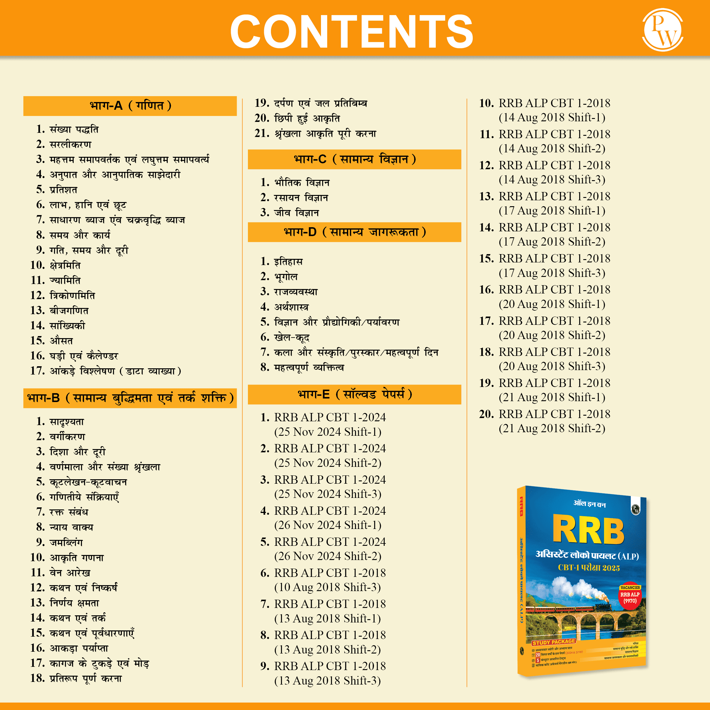 All in one RRB Assistant Loco Pilot (ALP) 2025 CBT-1 Hindi Study Package with Chapterwise Theory and Exercises | 20 Previous Solved Papers 2024 & 2018 (PYQs) and 5 Online CBT Tests