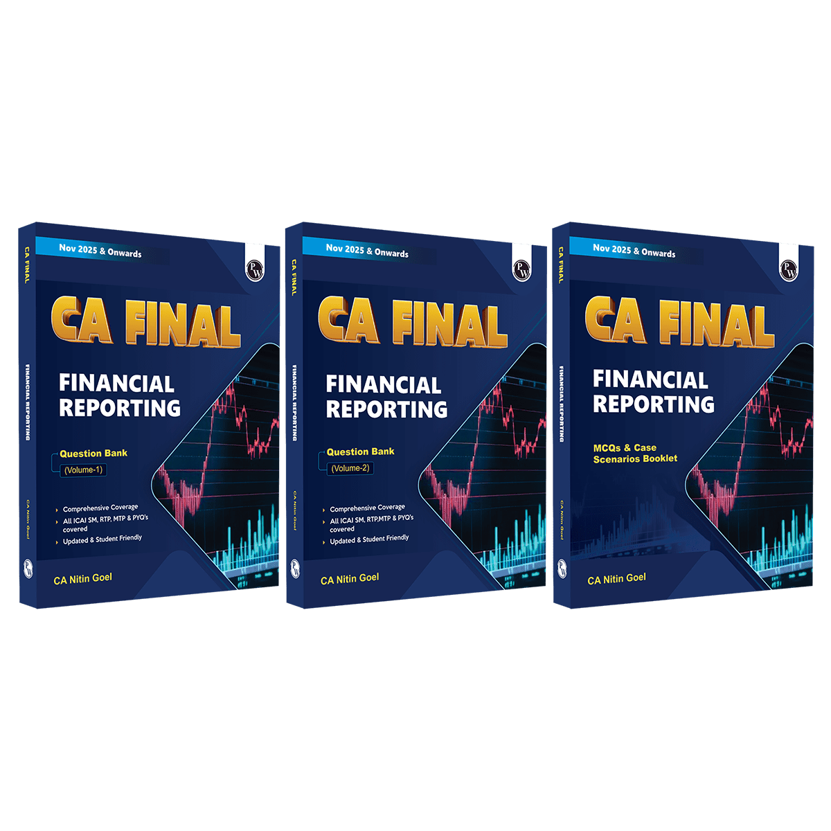 CA Final Financial Reporting - Question Bank Volume 1 & 2 and MCQs & Case Scenarios Booklet By CA Nitin Goel Combo Set of 3 Books | Applicable For November 2025 & Onwards