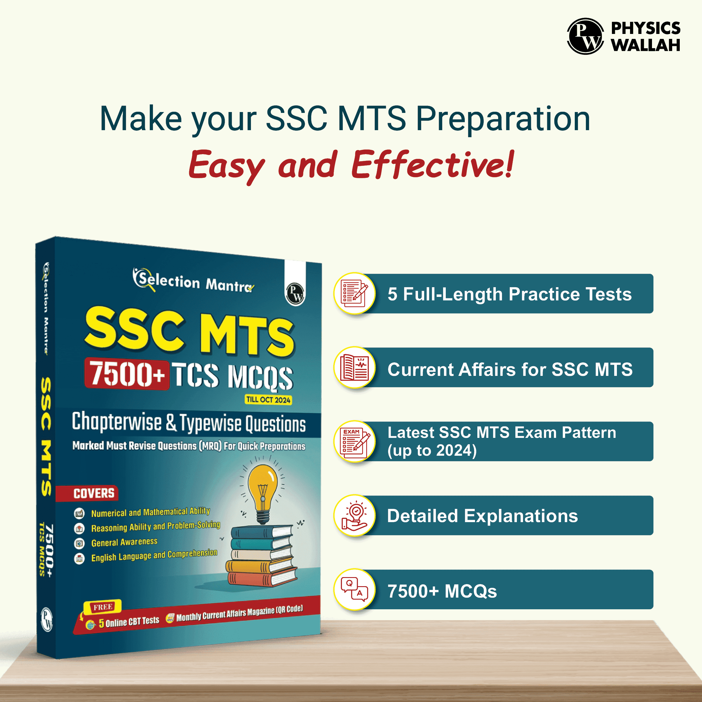 Selection Mantra For SSC MTS Multi Tasking (Non-Technical) Staff 7500+ TCS MCQs Till OCT 2024 l Chapterwise & Typewise PYQs | Reasoning, General Awareness, Maths, English