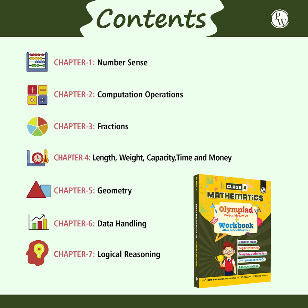 Olympiad Plus Workbook For Class 4 Mathematics Prepguide, Concept Map, PYQs and Worksheets For After School Practice | IMO, iMO, Hindustan Olympiad, NSTSE, SEAMO, ISTSE and Others